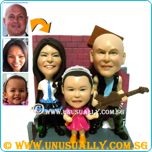 Custom 3D Sweet Lovely Rocker Family Of 3 Figurines